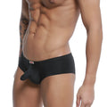 Black men’s briefs metro male wear cannon boxer with prominent pouch design and small red logo on waistband in black