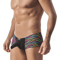 Vibram mens metroMalewear cannon boxer briefs with black pouch and rainbow wavy pattern in disco 2213-43 design