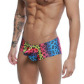 Metro malewear cannon boxer neon 2213-05 vibrant multicolored leopard-print swim trunks with pink blue and yellow gradient