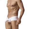 White mens boxer underwear with sculpted design and small red logo on waistband metroMaleWear cannon 2213-02 nude