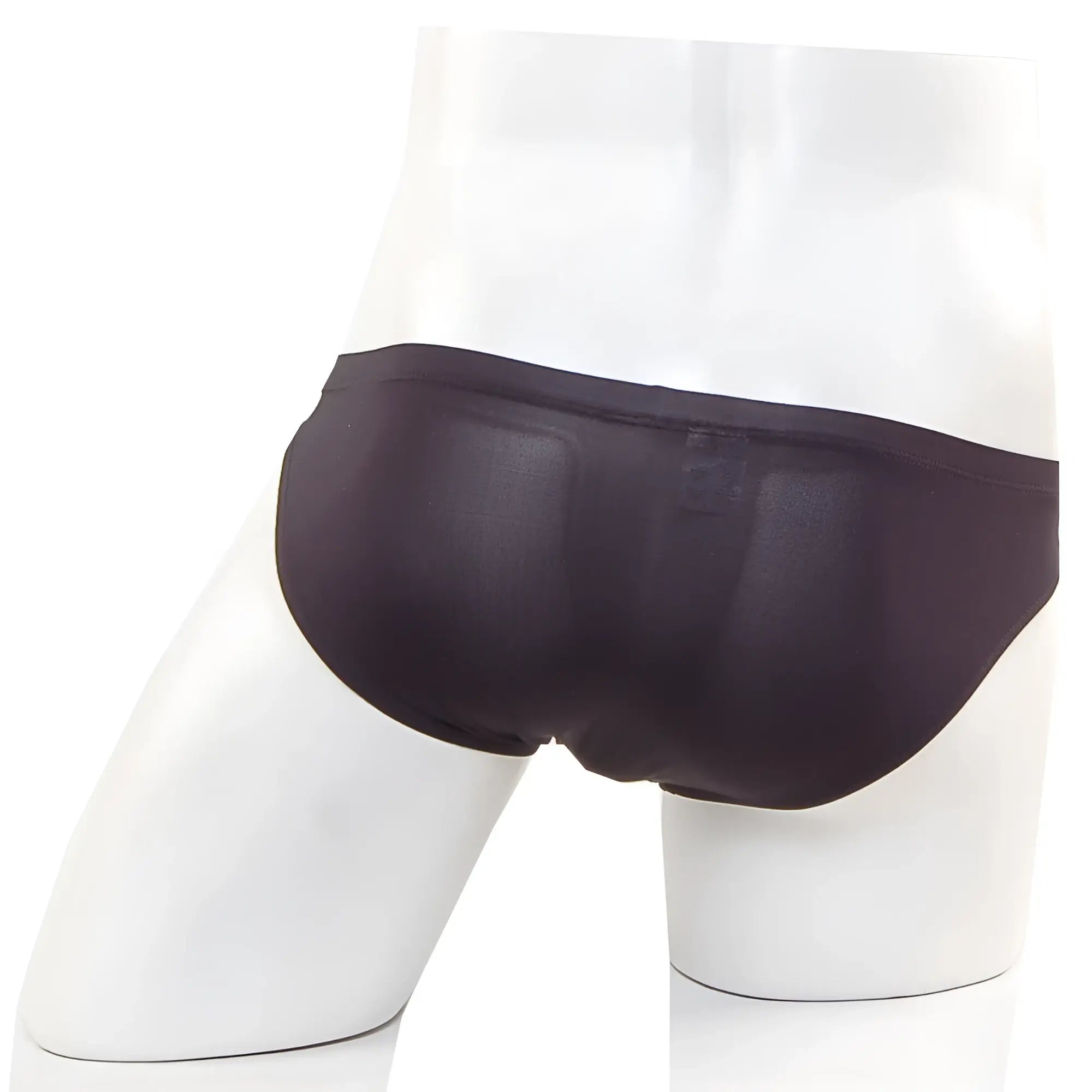 Black sleek form-fitting MetroMaleWear Cannon Hip Brief 2203C-20 with smooth satin-like finish visible from front