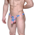 MetroMalewear cannon thong USA blue 2202-91 snug fit jockstrap with red white and blue american flag pattern