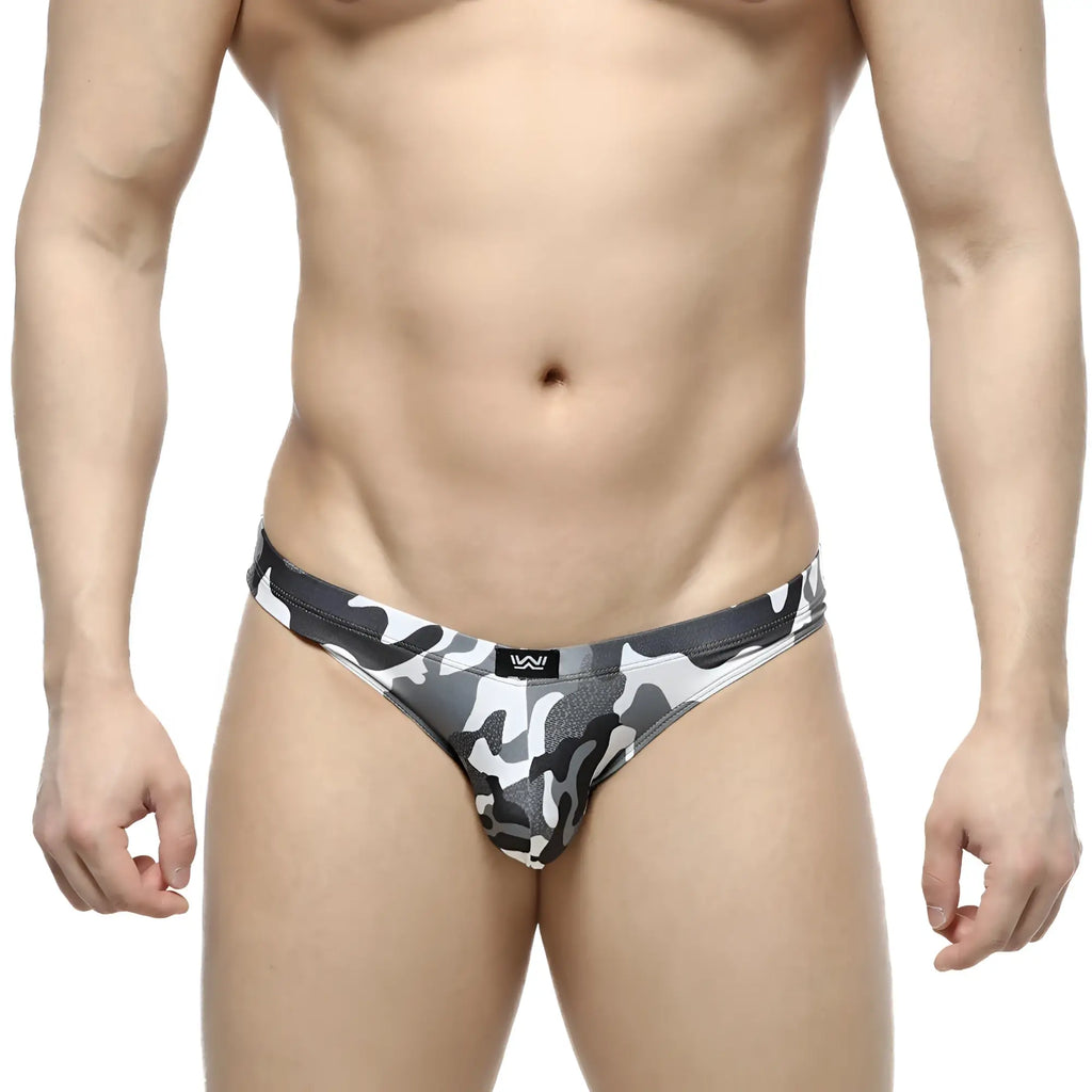 Metro malewear capri bikini army grey 6103-39 men’s briefs in black gray and white camouflage with a snug fit