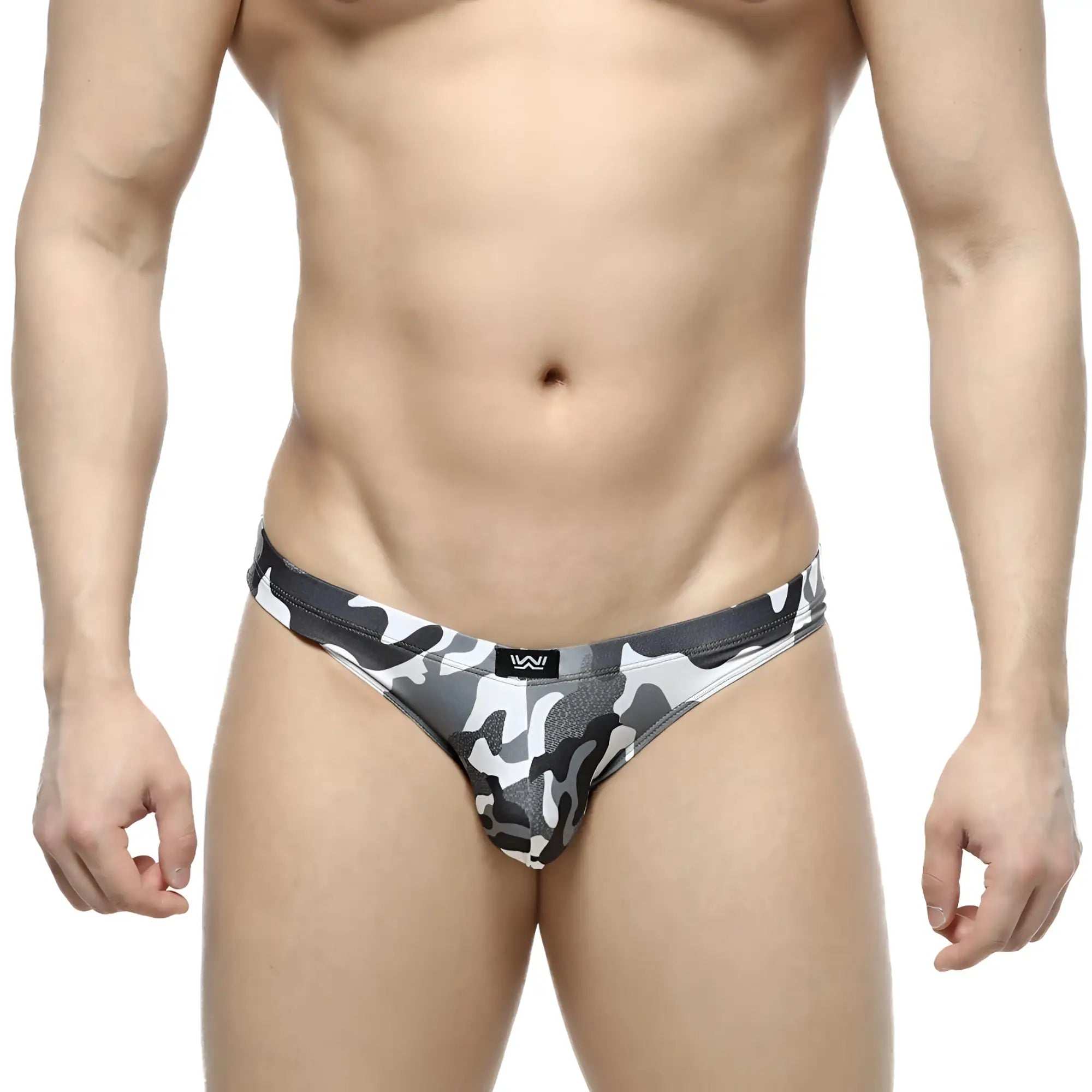 Metro malewear capri bikini army grey 6103-39 men’s briefs in black gray and white camouflage with a snug fit
