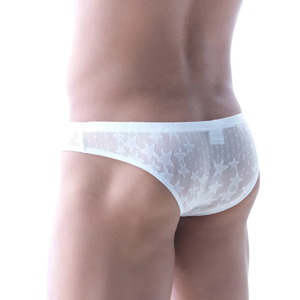 MetroMaleWear capri bikini star white 6103-50 white star-patterned mesh briefs front view