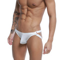 White MetroMaleWear Capri jock strap 6101-00 with form-fitting thong, side-tie design, and subtle red waistband branding