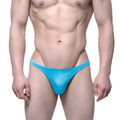 Metromalewear capri thong turquoise 6102-08 bright blue shiny fabric briefs with subtle textured finish