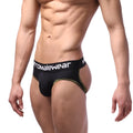 Black mens briefs with neon yellow trim and white promalewear logo on waistband from MetroMaleWear Carioca 1401-20