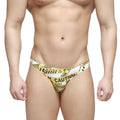 Metro male wear caution bikini white 5103-m60 swim trunks with yellow and black caution tape pattern