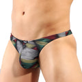 MetroMaleWear Cebada Thong 2302-M88 vibrant geometric striped men’s briefs with sleek elastic waistband in black green red yellow