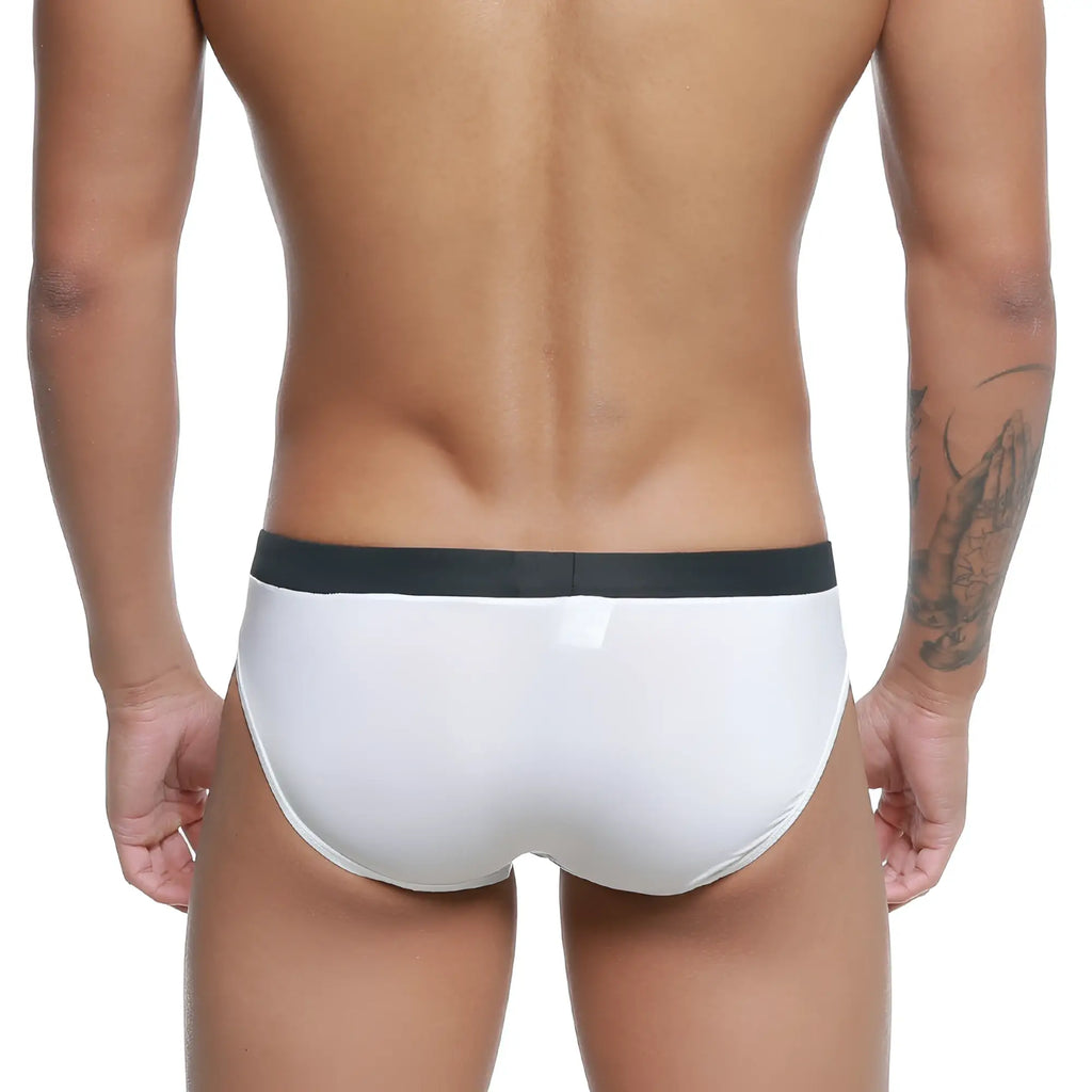 White briefs with a black waistband from MetroMaleWear Cebolla Bikini white 5105-30 showcasing front view design