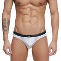 White briefs metro male wear cebolla bikini 5105-30 with black waistband and small logo in front