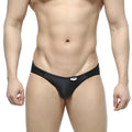 Black sleek form-fitting mens briefs with subtle mesh side panels metro male wear cesar bikini black 6009-20