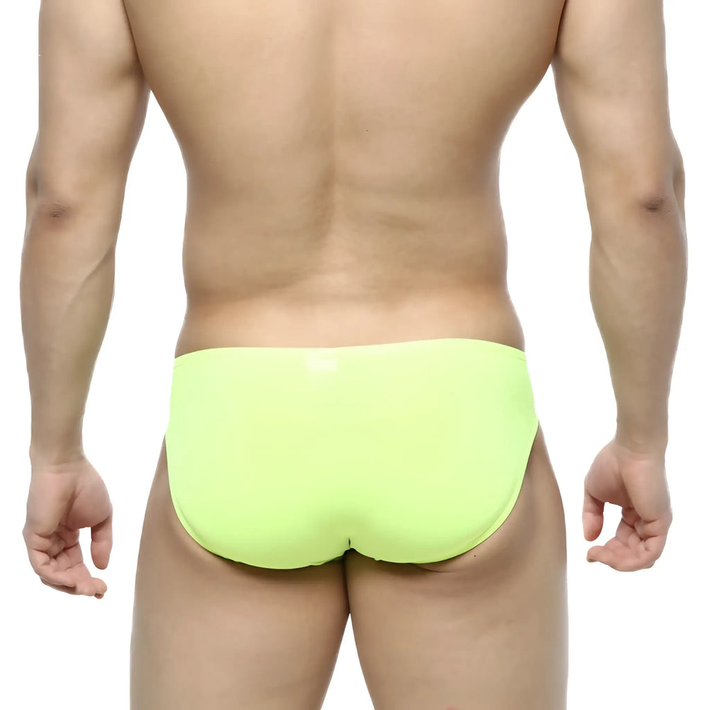 Bright lime green metro malewear cesar bikini briefs with smooth form-fitting design for comfortable wear