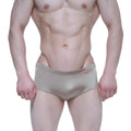 MetroMaleWear Charile swim brief herring 4945-04 shiny metallic gold textured fabric with small red brand tag on waistband