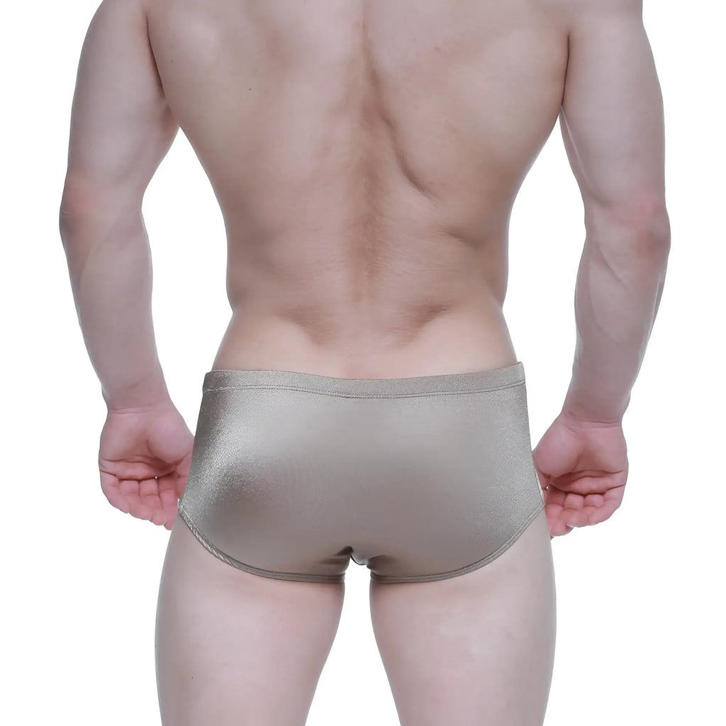 Shiny metallic gold briefs with sleek form-fitting design from MetroMaleWear Charile Swim Brief Herring 4945-04