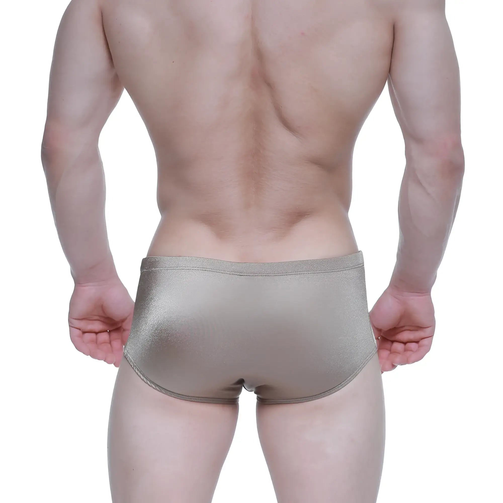 Shiny metallic gold briefs with sleek form-fitting design from MetroMaleWear Charile Swim Brief Herring 4945-04