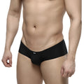 Black men’s briefs metroMaleWear cheek black 2028-20 with sleek form-fitting design and small white waistband logo