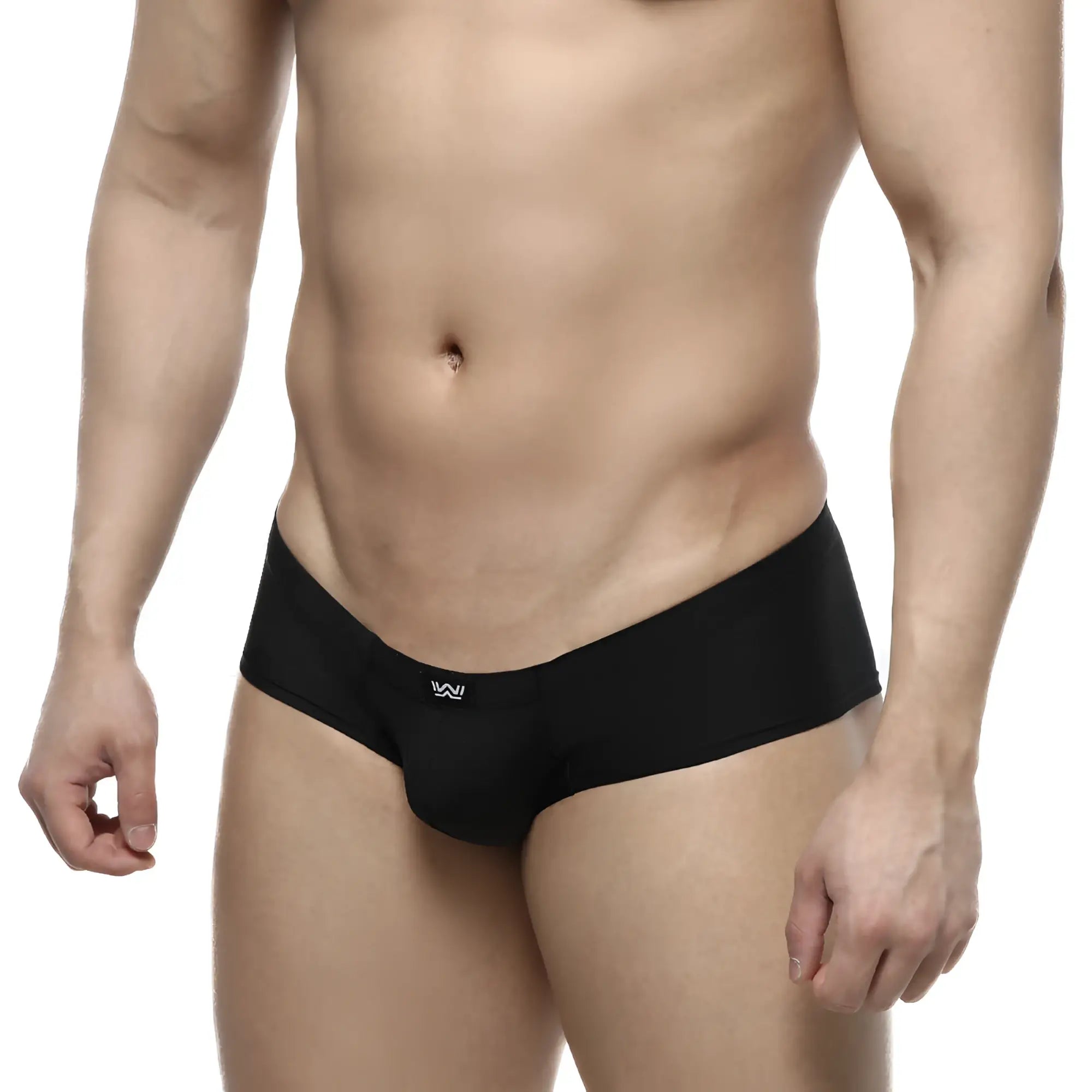 Black men’s briefs metroMaleWear cheek black 2028-20 with sleek form-fitting design and small white waistband logo