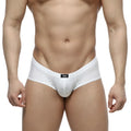 MetroMaleWear cheek white men’s briefs with sleek form-fitting design and black logo waistband for comfort and support