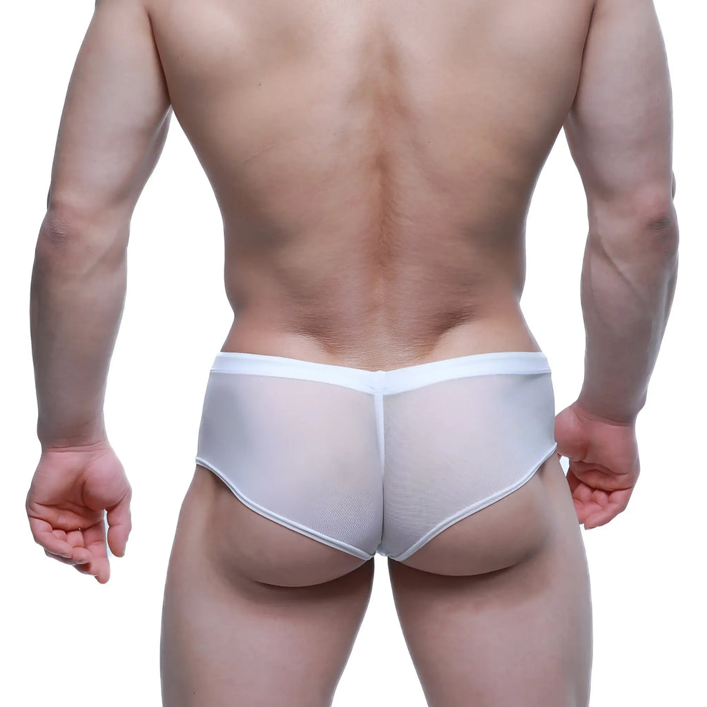 Metro male wear cheek white mesh 2028-69 white mesh briefs with smooth seamless design showing front side