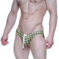 MetroMaleWear classic swim bikini chidori 4937-65 yellow and black houndstooth swim trunks with white drawstring
