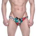 MetroMaleWear classic swim bikini flora 4937-53 with vibrant red roses teal leaves and black white leopard spots