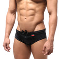 MetroMaleWear classic swim brief black 4914-22 with drawstring waistband and small red logo on the side