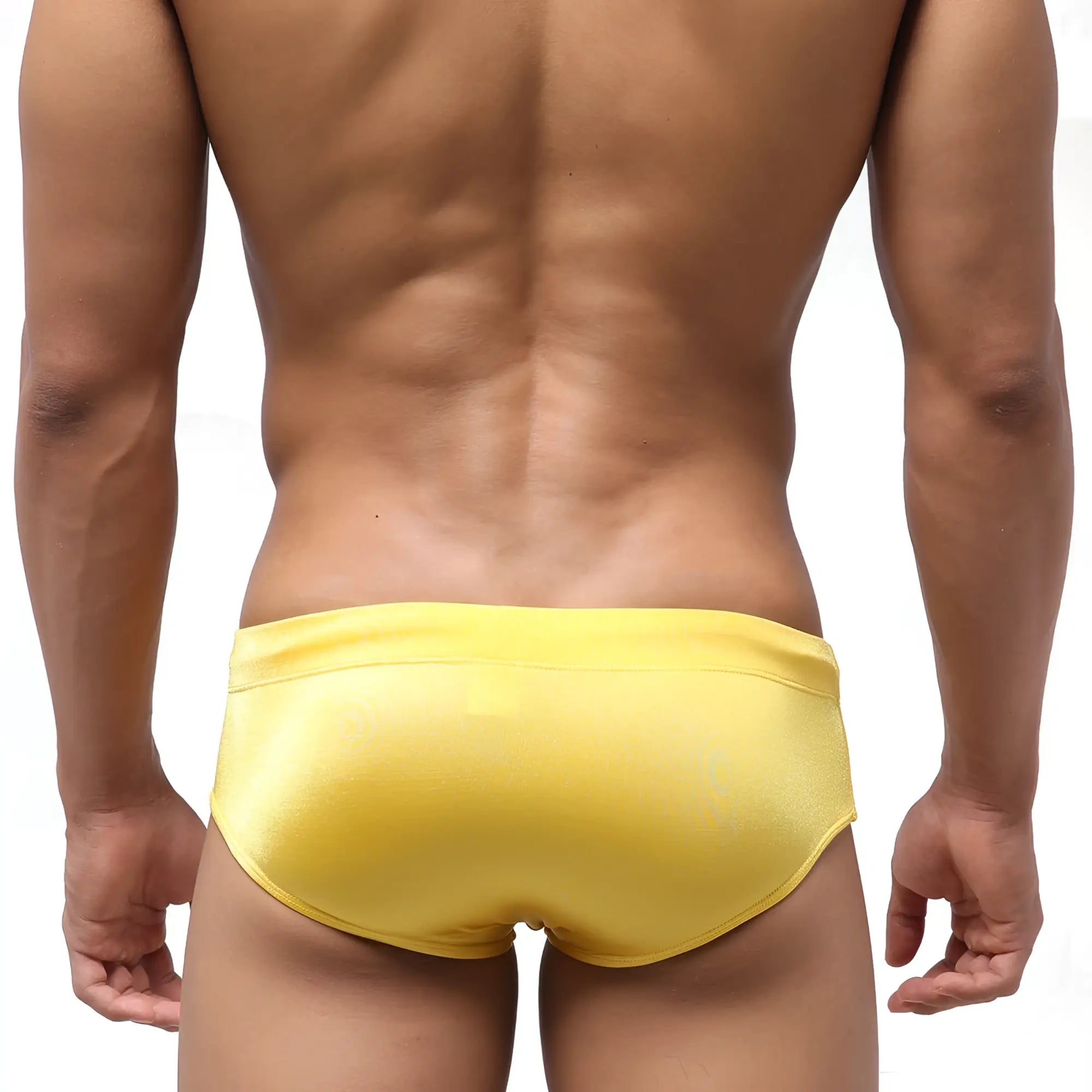 MetroMaleWear classic swim brief mango 4914-15 bright yellow sleek satin swim trunks for stylish beachwear