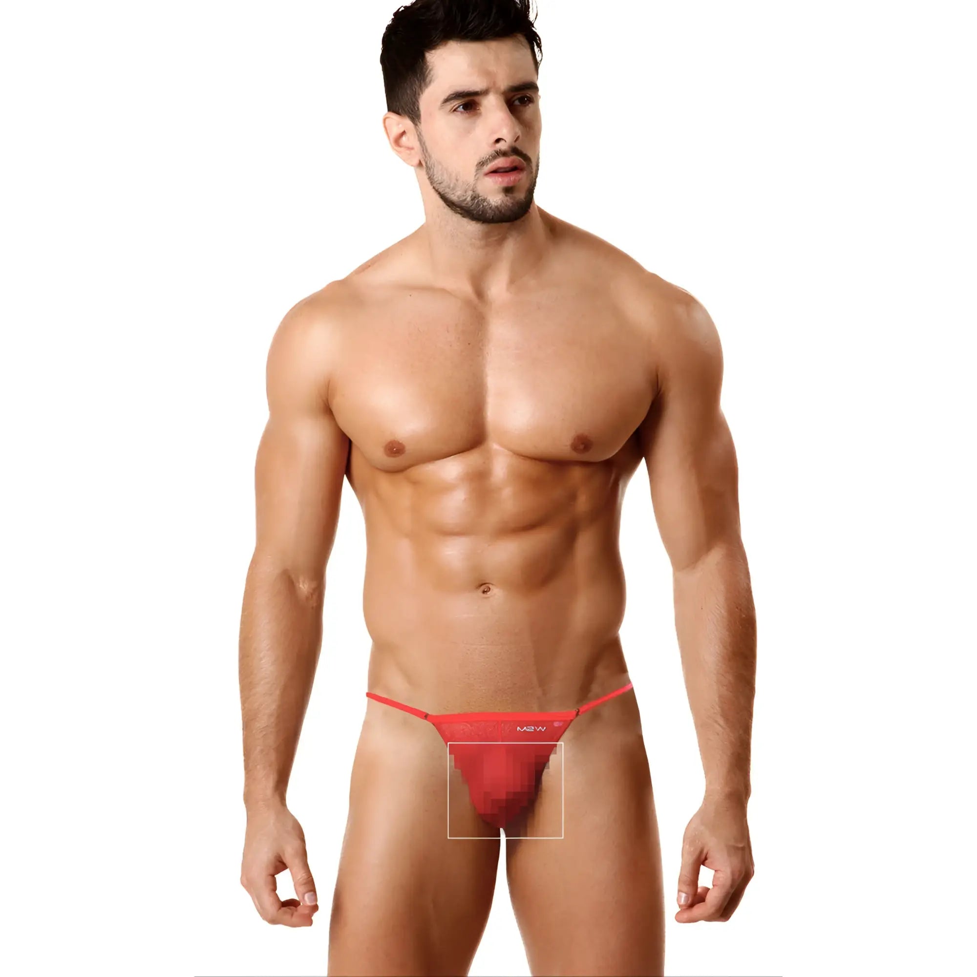 Red thong with a subtle logo on the front from metromalewear cobra string red 2214-12 collection