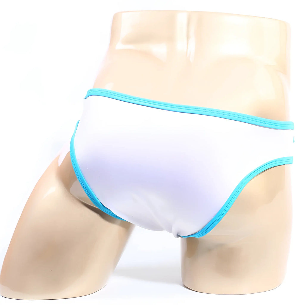 White briefs with bright blue trim from metromalewear colonel bikini white 2019 00 comfortable and stylish underwear