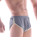 Gray heathered briefs with cream trim and red logo on waistband metro male wear comfort boxer heather 8019-11