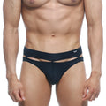 Black men’s briefs MetroMaleWear Concepcion brief black 5213-20 with sleek design and two horizontal waistband cutouts