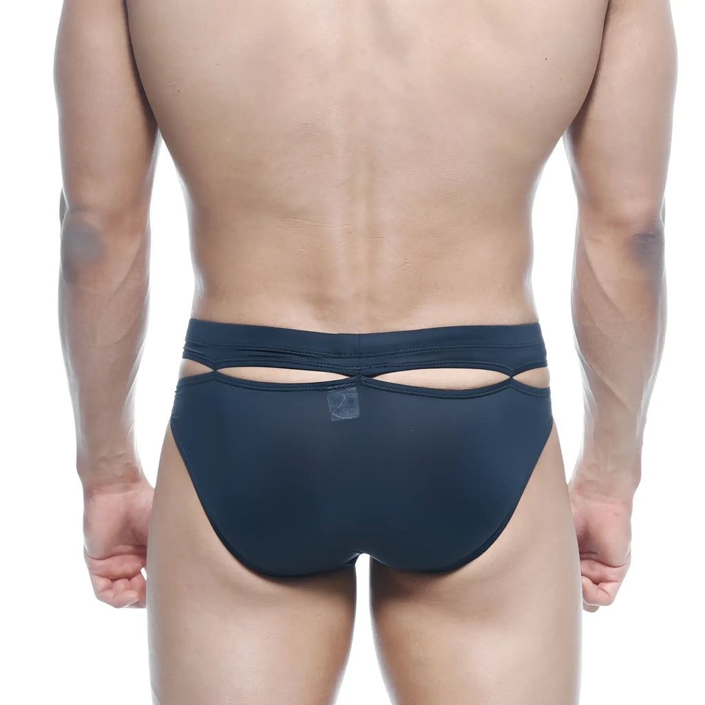 Metro male wear concepcion brief black 5213-20 navy blue mesh briefs with cutout design at the back visible