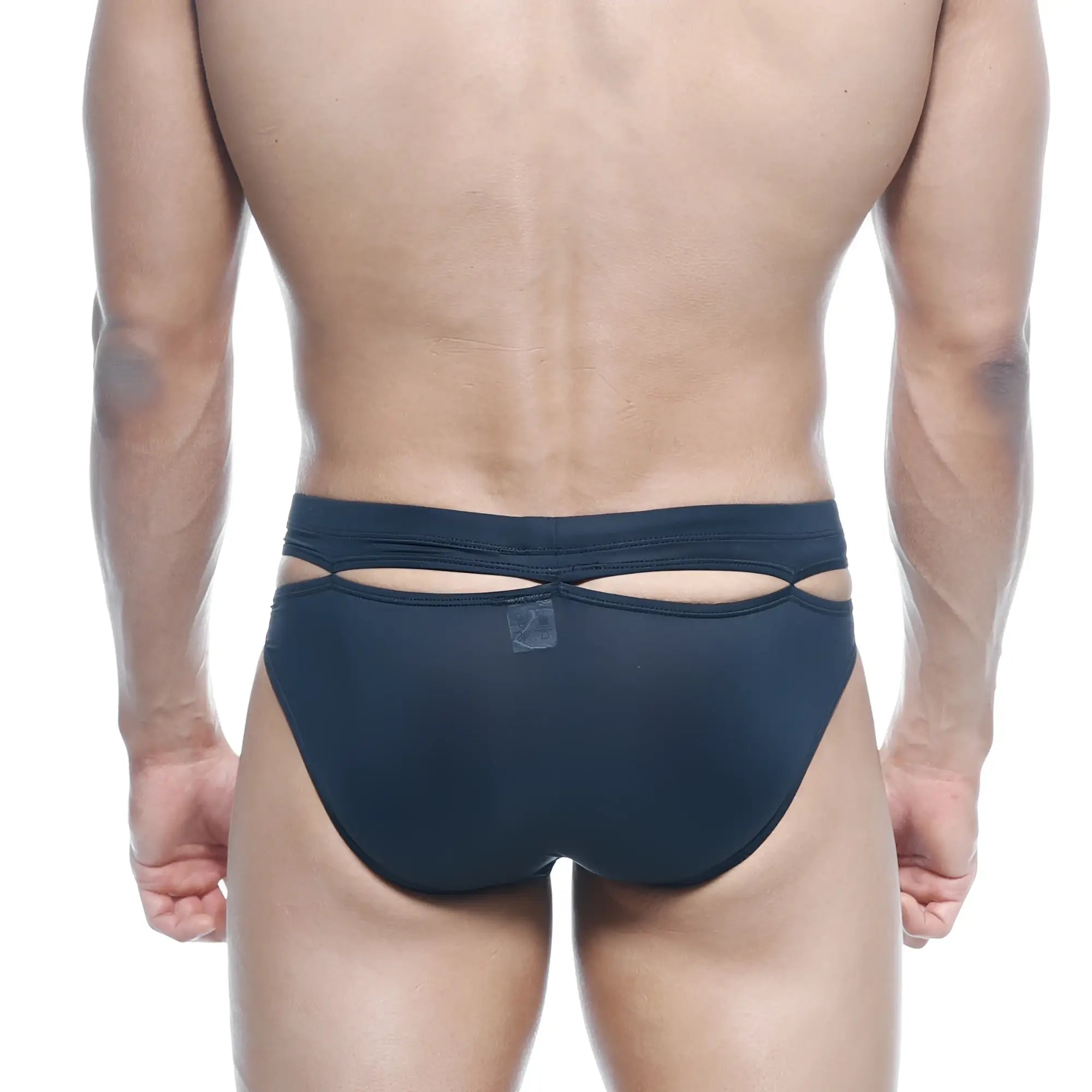 Metro male wear concepcion brief black 5213-20 navy blue mesh briefs with cutout design at the back visible