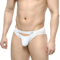 MetroMalewear contento bikini white men’s briefs with white mesh trim and sleek form-fitting design