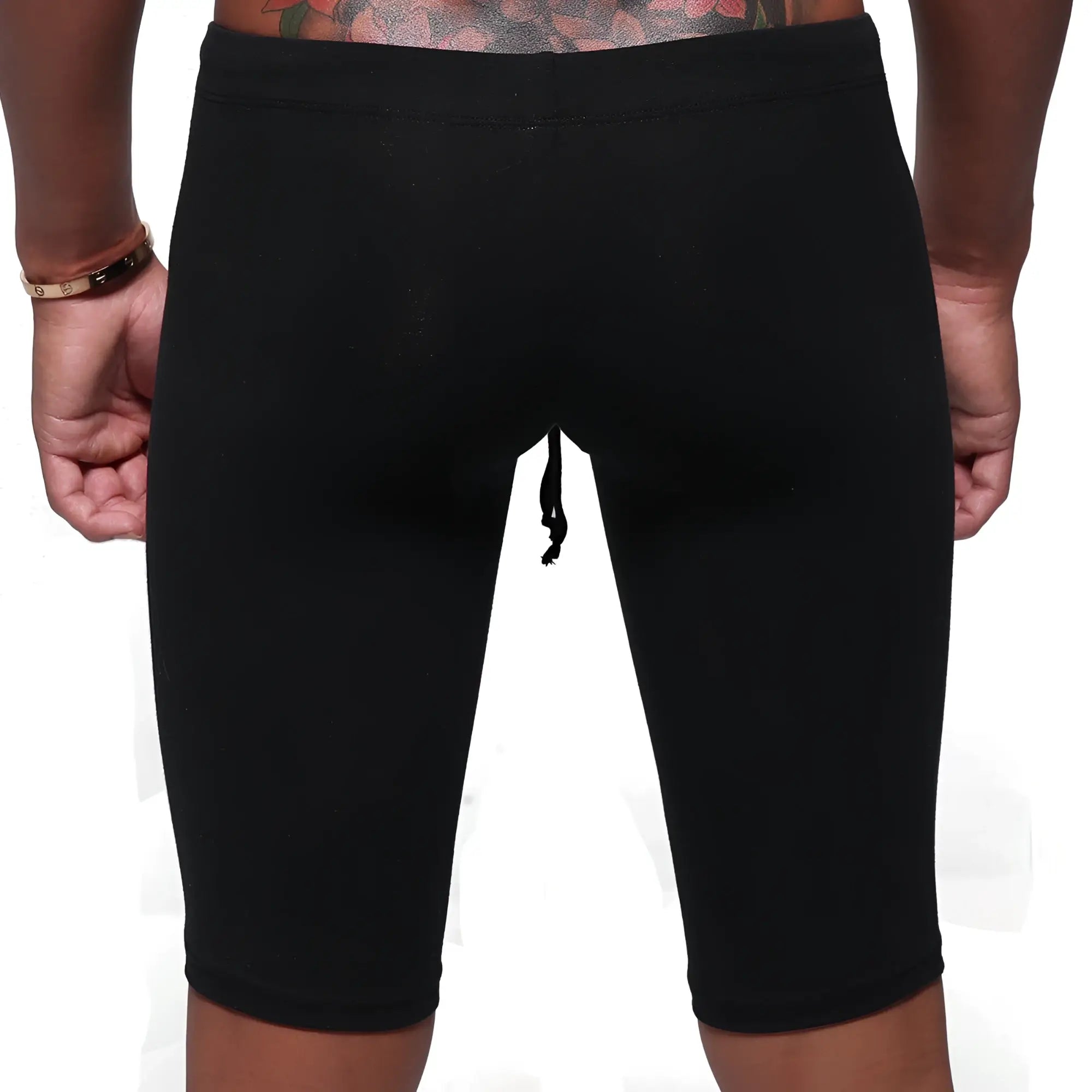 MetroMaleWear cotton biker black athletic shorts with a drawstring waistband for comfortable activewear use