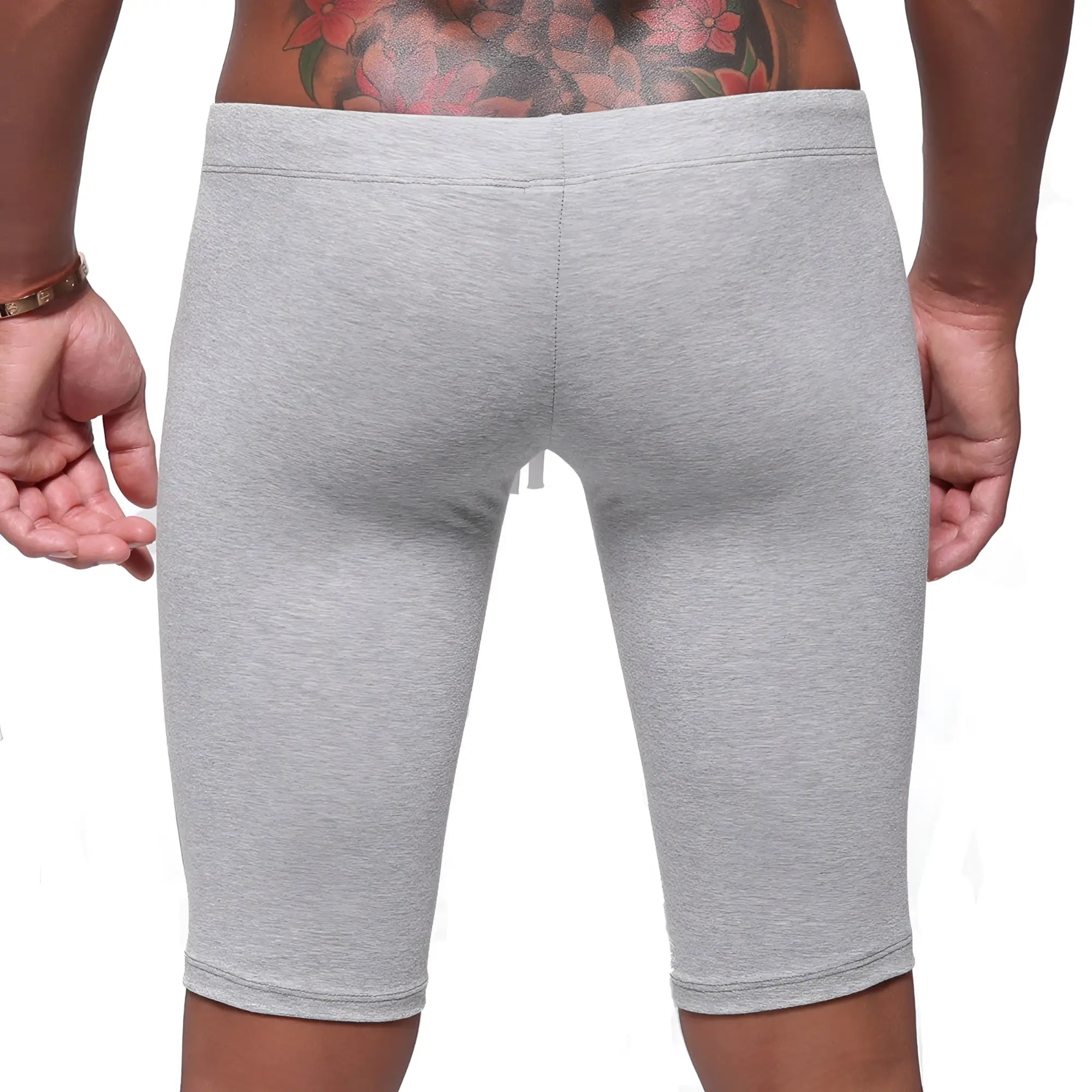 MetroMaleWear cotton gray heathered bike shorts with snug fit and elastic waistband for comfortable cycling