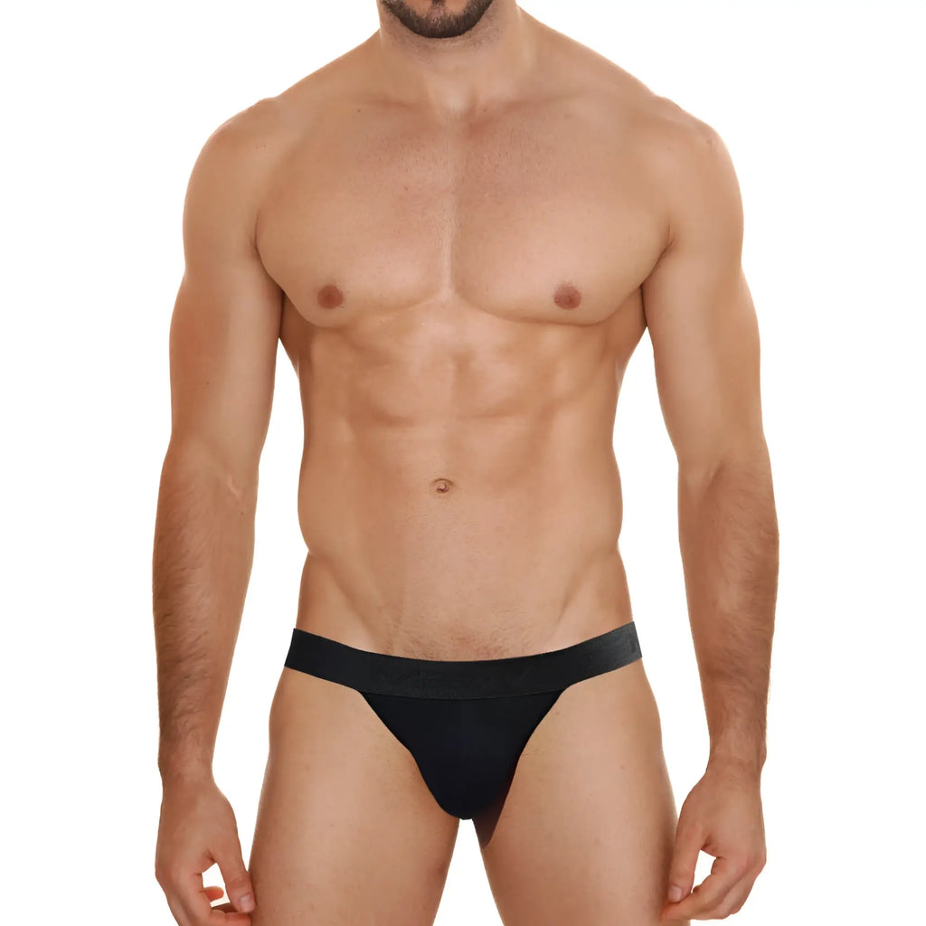 Black smooth form-fitting cotton briefs with solid elastic waistband metroMalewear cotton bikini 3PACK 3004P-3PK