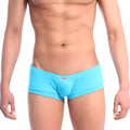 Bright turquoise metro male wear cotton boxster neo blue 3010-08 men’s briefs with snug fit and red waistband tag