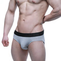 MetroMaleWear cotton hip brief in jasper gray with gray heathered fabric and black elastic waistband
