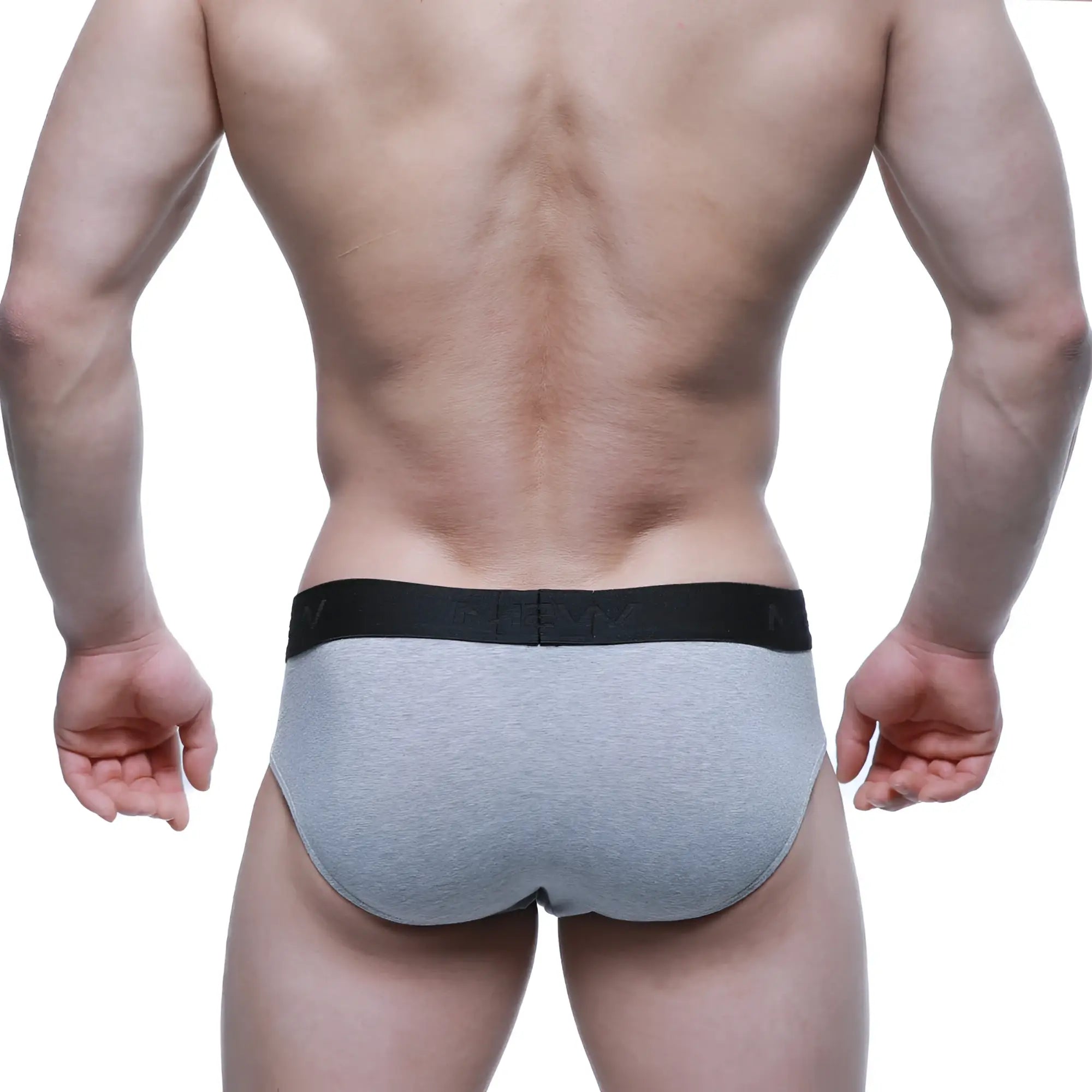 Gray heathered cotton briefs with black elastic waistband featuring MetroMaleWear logo in Jasper Gray 3006-09