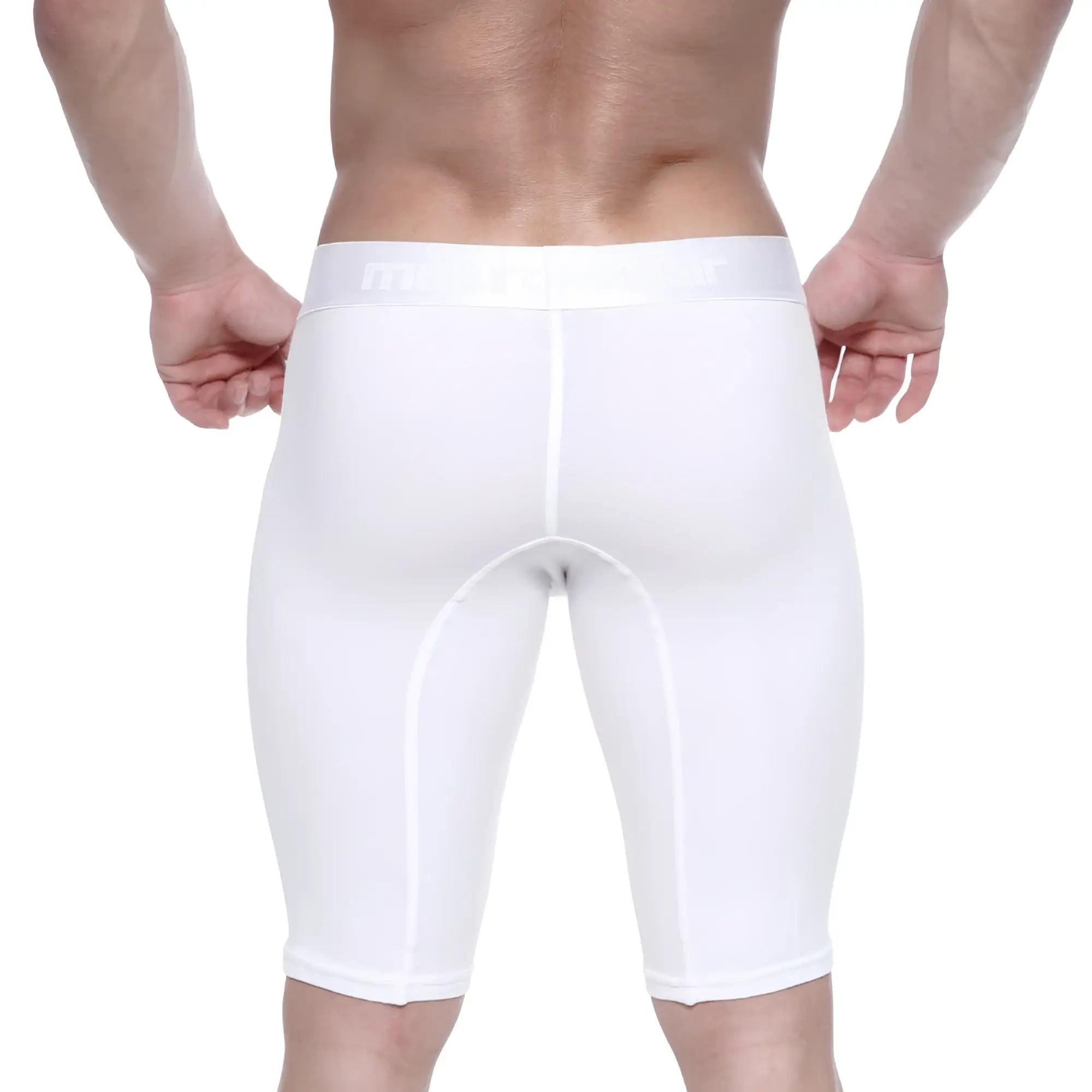 White cotton athletic shorts metroMalewear crystal with snug fit and subtle seam detailing for activewear use