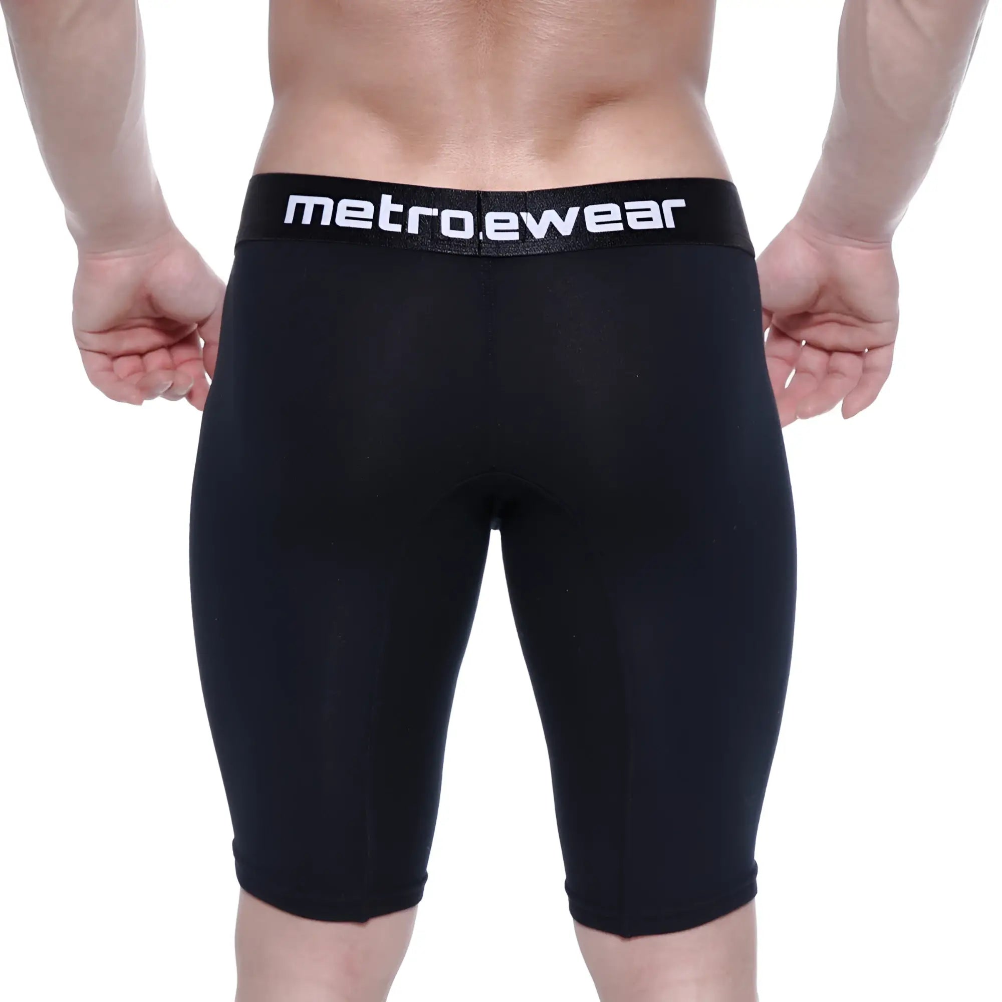 Black metrowear cotton compression shorts with a snug fit and elastic waistband metro malewear intense 15 3024-21