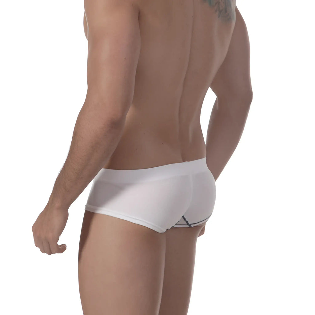 MetroMaleWear cotton punto white briefs with subtle black trim along the side seam for comfortable daily wear