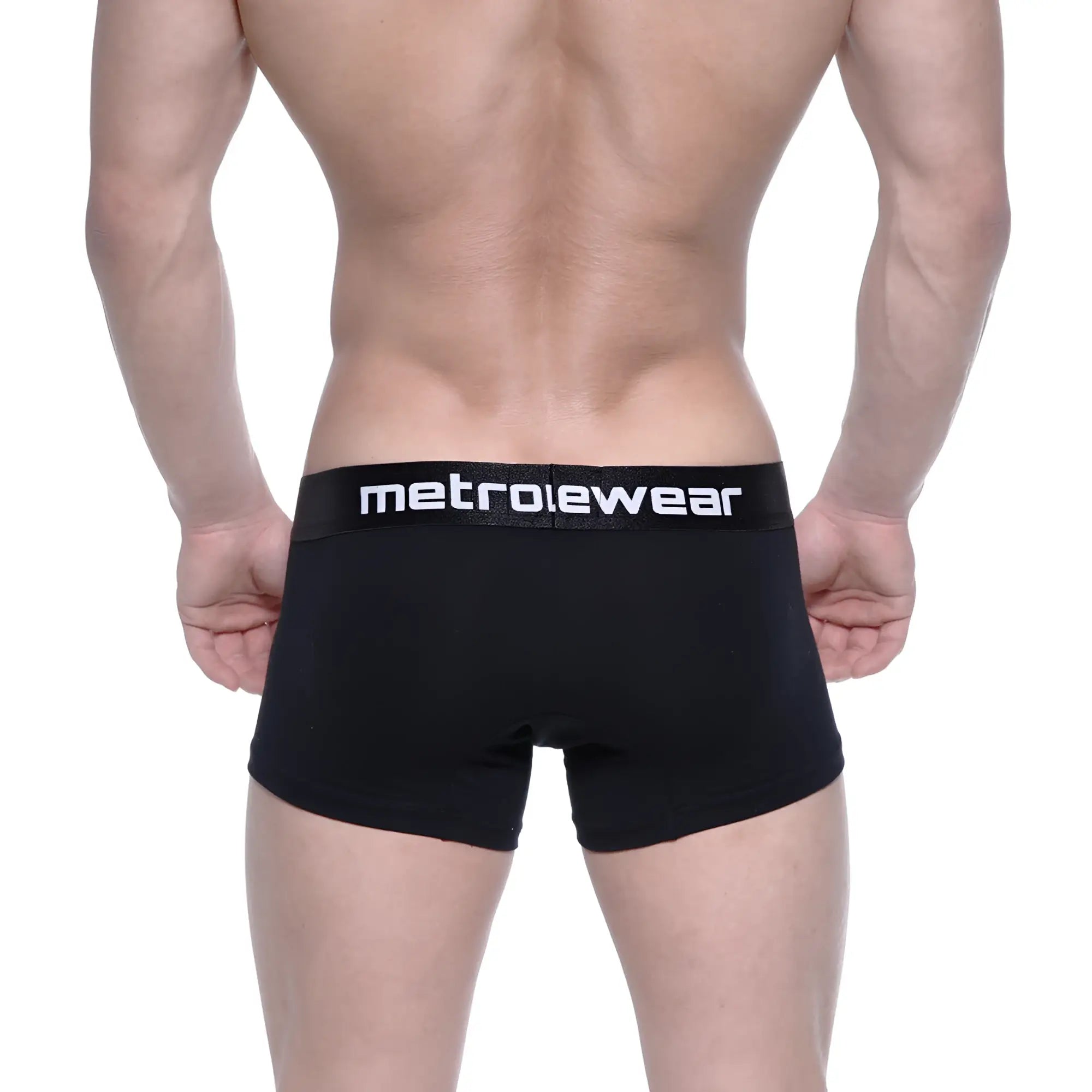 Black metrowear cotton boxer briefs with white logo band intense 7 inch short style 3022-21