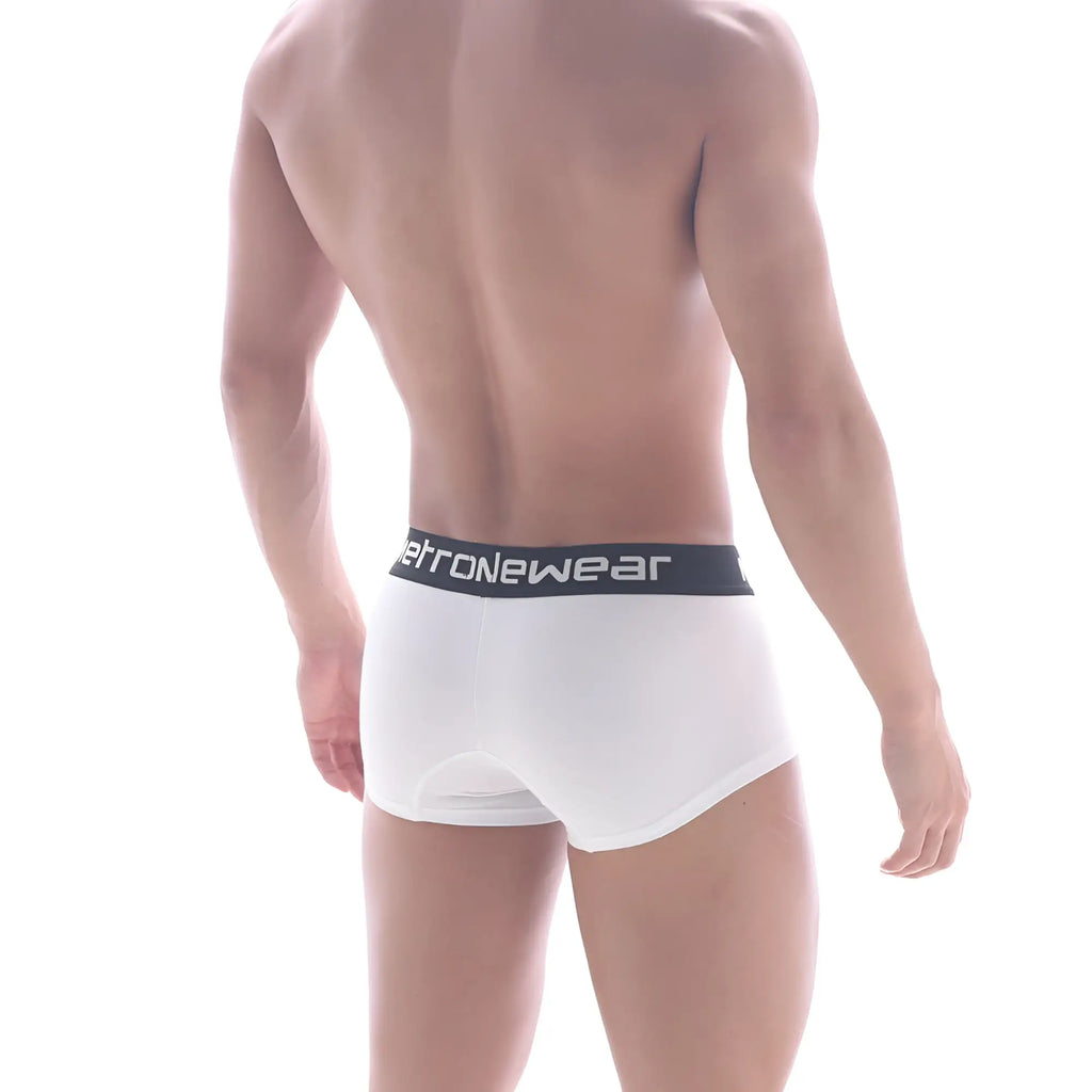 White men’s cotton briefs with black aeronewear waistband metro male wear cotton short boxer solid white 7inch