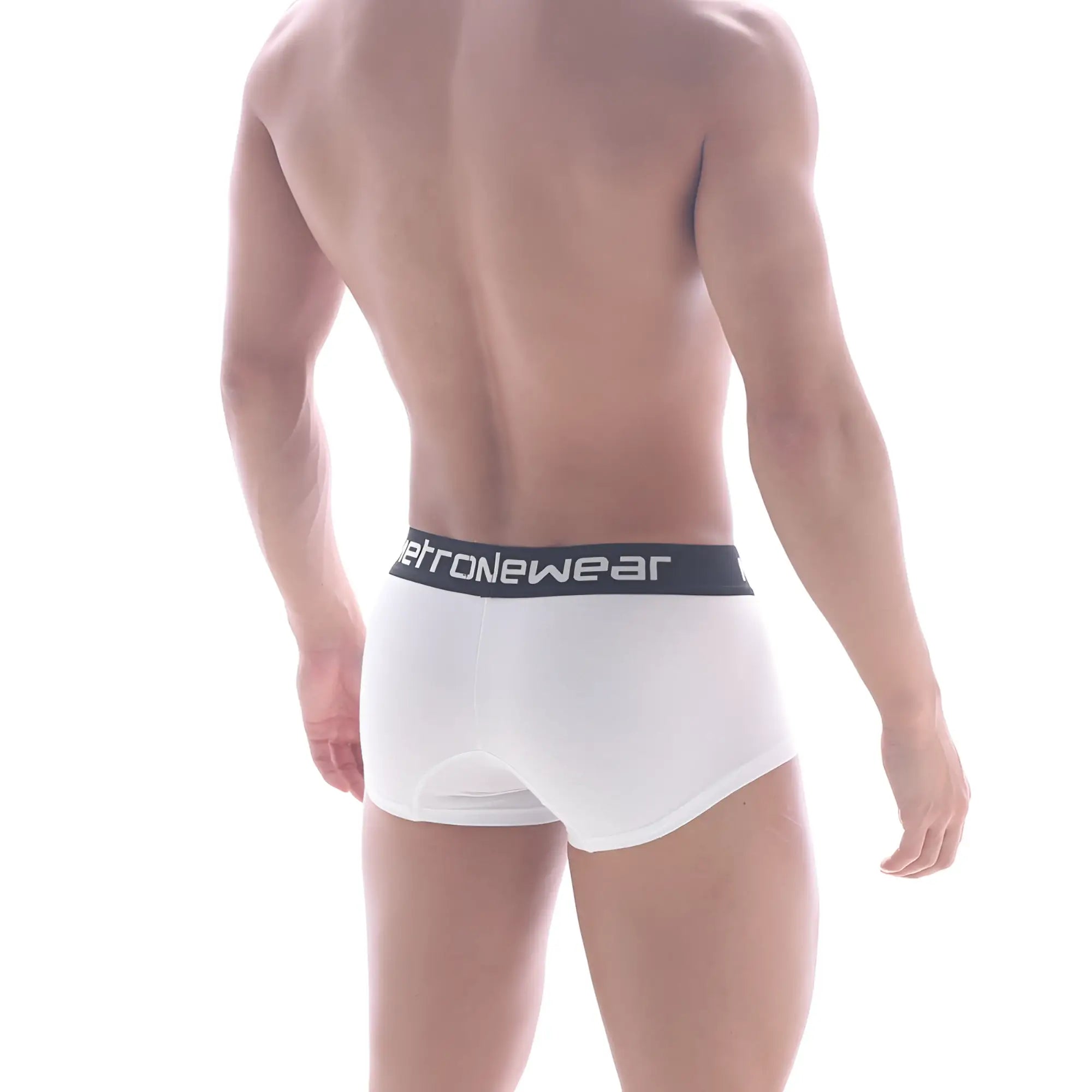 White men’s cotton briefs with black aeronewear waistband metro male wear cotton short boxer solid white 7inch