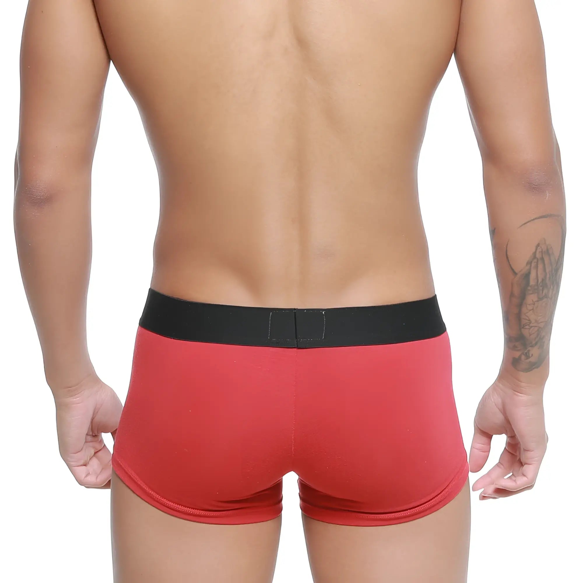Red boxer briefs with black elastic waistband in cotton metroMalewear trunk terracotta 2026-34 design