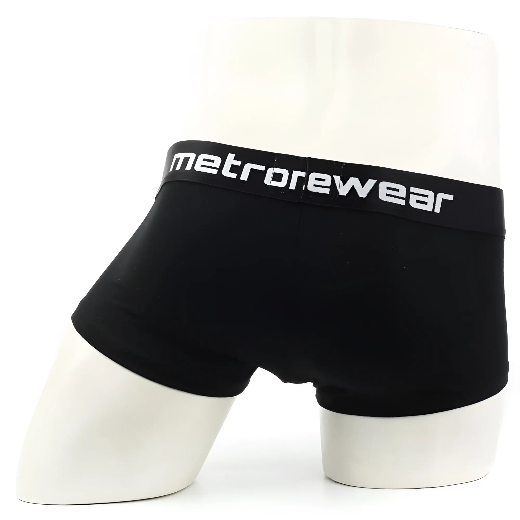 Black men’s briefs with a white metrowear logo on the waistband metro malewear county trunk black 2026-23